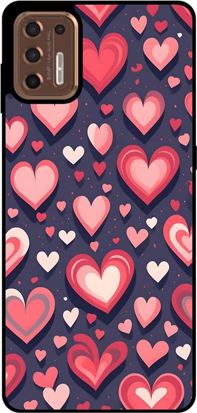 Smartphonica Telefoonhoesje Geschikt voor Motorola Moto G9 Plus met Hartjes Opdruk - TPU Backcover Case With Heart Design geschikt voor Motorola Moto G9 Plus