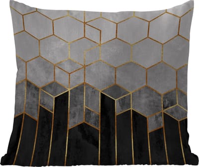 Tuinkussen - Goud - Hexagon - Chic - Patronen - Luxe - 40x40 cm - Weerbestendig