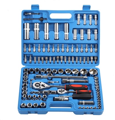 Dopsleutelset 108-delig 1/4" & 1/2" CR40 Staal – Ratelset Gereedschapskoffer voor Auto & Huis