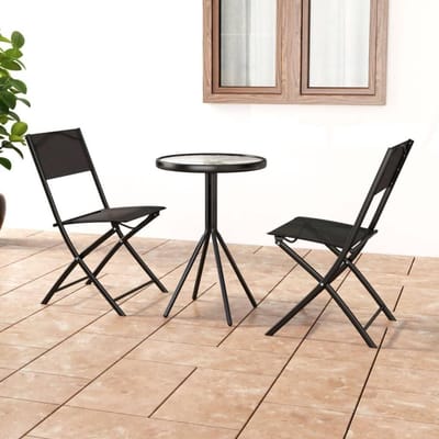 Bistroset 3 Delig - Balkonmeubilair Tuinset - Buiten Ontspannen - Opvouwbaar Ontwerp - 50x70 cm - Zwart
