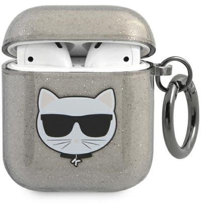 Karl Lagerfeld KLA2UCHGK AirPods 1/2 cover black/black Glitter Choupette