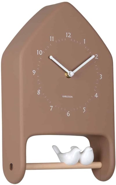Karlsson Wandklok Love Birds - Mokka - 7.1x20x32cm - Wandklok Modern