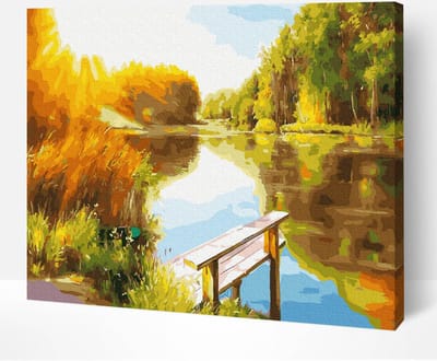 Schilderen Op Nummer Volwassenen DIY Paint By Number Compleet Hobby Pakket op Frame met Vernis - ®Arty Bee - Natuurlijke Spiegel 50x40cm