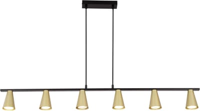 Glitzerlife - Hanglampen - Moderne industriële hanglamp - eetkamer hanglamp GU10 - 6xGU10 - verstelbaar - metaal - Ø110cm - zwart goud - hanglampen eetkamer industrieel woonkamer