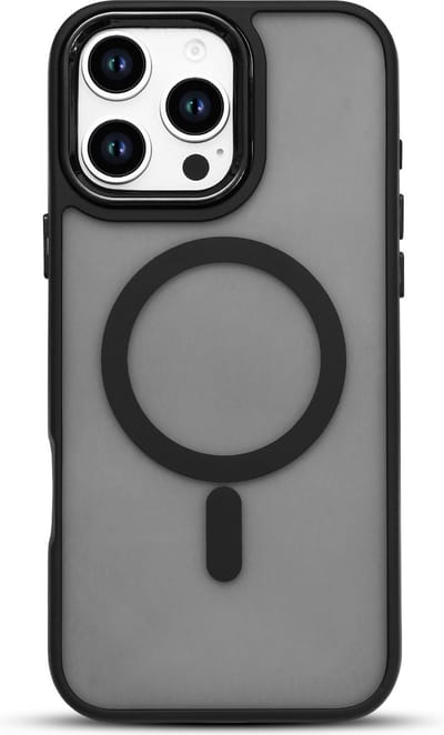 Casemania Hoesje Geschikt voor Apple iPhone 16 Pro - Zwart - Matte Armor Back Cover - Geschikt voor MagSafe