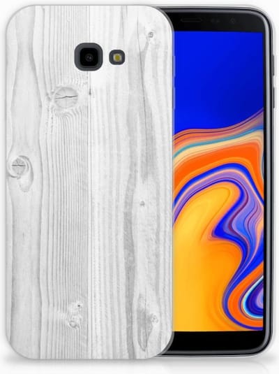 Back Cover voor Samsung Galaxy J4 Plus (2018) Bumper Hoesje White Wood