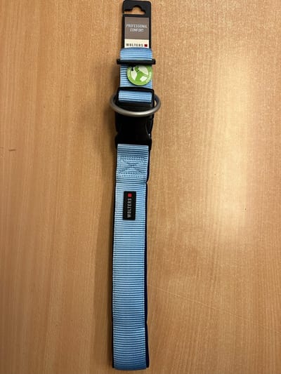 wolters pofessional comfort halsband maat L 70-80cm 45mm breed extra breed kleur sky blauw / marine blauw