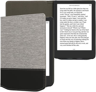 kwmobile hoes geschikt voor Pocketbook Verse / Verse Lite / Verse Pro / Color / Vivlio Light/Light HD - Canvas beschermhoes in grijs / zwart - Voor e-reader -