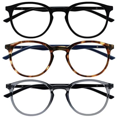 Blauwe licht blokkering leesbril - 3-pakken, unisex, groot formaat