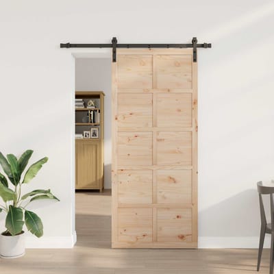 vidaXL - Schuifdeur - Naturel - 80 - x - 208 - cm - Massief - grenenhout