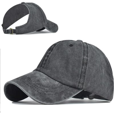 Nieuwste Krullend Haar Backless Paardenstaart Pet voor Vrouwen Natuurlijk Haar Afro Haar Rommelige Knot Paardenstaart Baseballpet Hoed Verstelbaar 54-60 cm gray