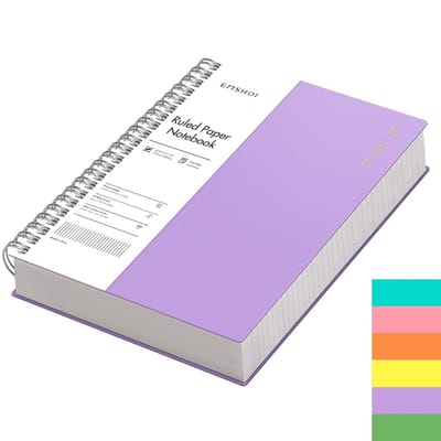 Spiraal Notitieboek - College Schrijfblok - Dagelijkse Notities Maken - Waterdichte Softcover - A4 Formaat - Paars