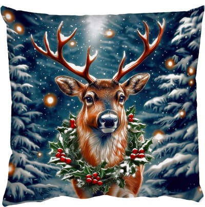 Sierkussens - Kussentjes Woonkamer - 50x50 cm - Kerst - Magie - Bos - Kleurrijk