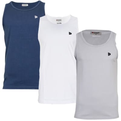 3-Pack Donnay - Muscle shirt (James) - Tanktop - Heren - Navy/White/Light Grey (754) - maat XXL