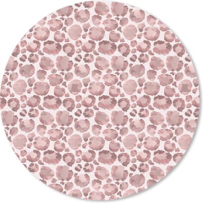Muismat rond 20x20 cm - Mousepad Panterprint - Aquarelverf - Roze - Ronde muismatten