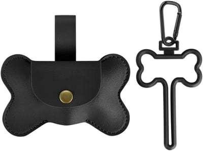 Famanu – Hondenpoep tashouder riem bevestiging herbruikbare dispenser voor reizen - wandelen - park en buiten - duurzaam met clip-on - zwart