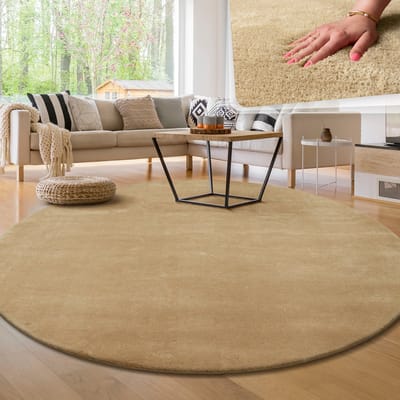 Paco Home Moderne woonkamer tapijt kortpolig wasbaar zacht uni effect bont antislip 120 cm Rund