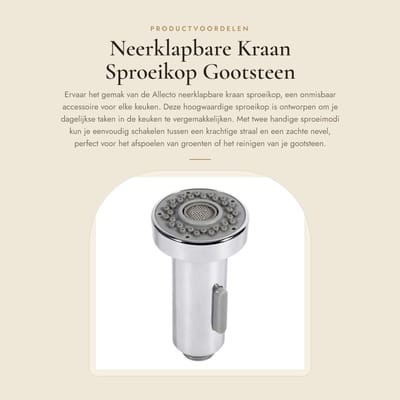 Solidchoice- Sproeikop Neerklapbaar - Gootsteen Sproeikop - 2 Modi Sproeier - Verchroomd - Hoogwaardige Kwaliteit - Veiligheid Gegarandeerd - Keukenkraan