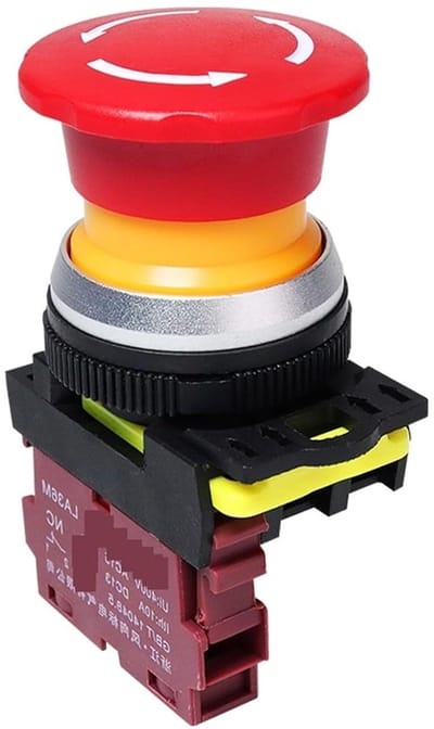 Noodschakelaar - Drukknop - Industriële Controle - Vergrendelend Paddenstoelontwerp - 30 mm - Rood