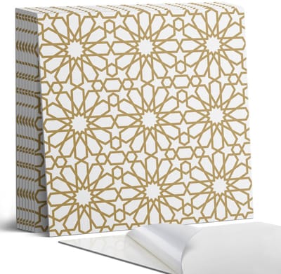 Coloray Plaktegels - Geometrisch patroon met sterren Portugese Tegels - 30 cm x 30 cm - Beige Plaktegels - 9 stuks - Vierkant PVC Tegels - Plaktegels Keuken - Zelfklevende Vloertegels - Vinyltegels Vloer Zelfklevend - Zelfklevende Tegels