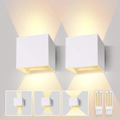 Verstelbare Wandlamp voor Binnen en Buiten, Warm Wit 3000 K, Geschikt voor Hal en Woonkamer, 2 Stuks