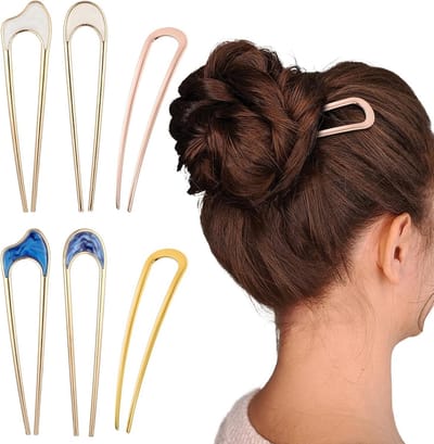 Haarspelden Set - Haarclips U-vormig - Kapsels Maken - Zinklegering Robuust - 6 Stuks - Goud Roségoud