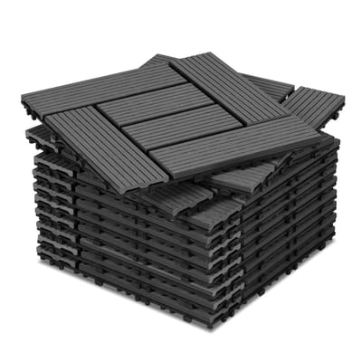 Terrastegels WPC 2 m² set, stabiele Terrastegels voor balkon en tuin Rookgrijs 30x30cm