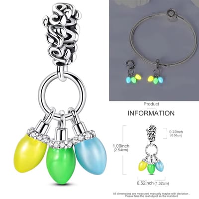 Fler® | Bedel | Past op populaire bedelarmbanden (standaard - 3mm) | Glow-in-the-Dark Lichtjes Bedel | Hangbedel Charm | 925 sterling zilver | | Armband Kraal | Valentijnsdag Cadeau | Sinterklaas kado | Kerstcadeau | Verjaardagsgeschenk | Vriend