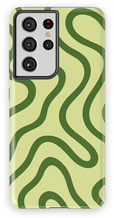 DripCase Curvy Lines Hoesje Samsung Galaxy S21 Ultra | Backcover met Mag | Design Tough Case Samsung Galaxy S21 Ultra Leaf Loop