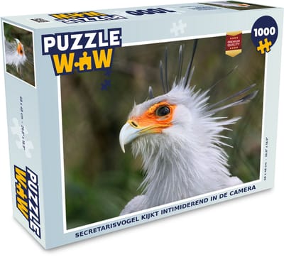 Puzzel Secretarisvogel kijkt intimiderend in de camera - Legpuzzel - Puzzel 1000 stukjes volwassenen