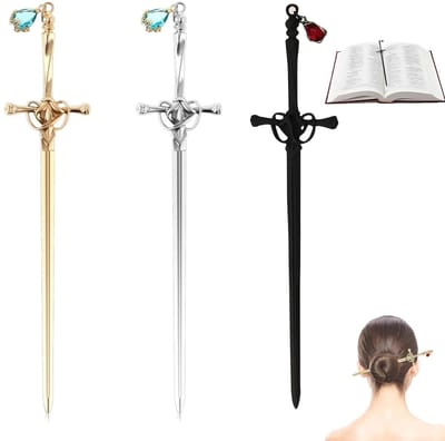 Dailygoods- Bladwijzer Antieke Stijl - 3 Stuks - Zwaard Ontwerp - Duurzaam Metaal - Gepersonaliseerde Bladwijzers - Elegant en Chic - Boekenlegger