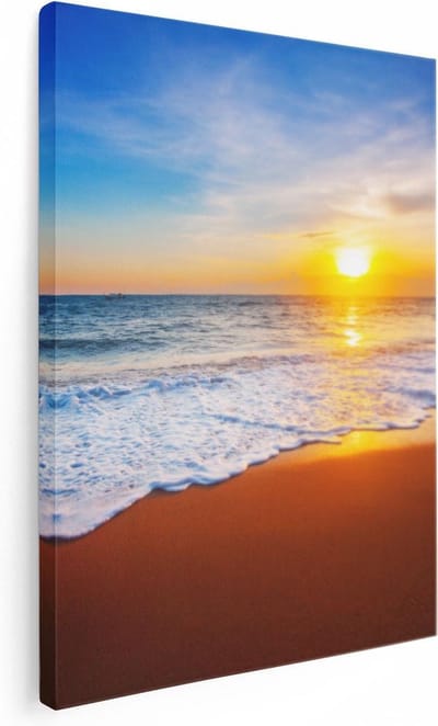 Artaza Canvas Schilderij Zonsondergang - 30x40 cm - Klein - Wanddecoratie Strand - Muurdecoratie Woonkamer - Kamer Accessoires Zee