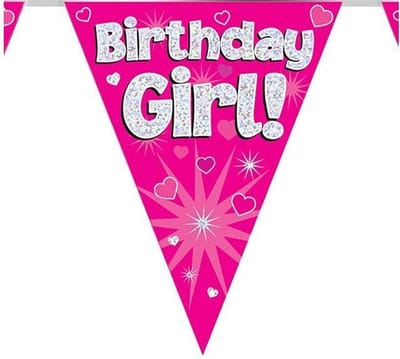 Oaktree - Vlaggenlijn Roze Birthday Girl (4 meter)