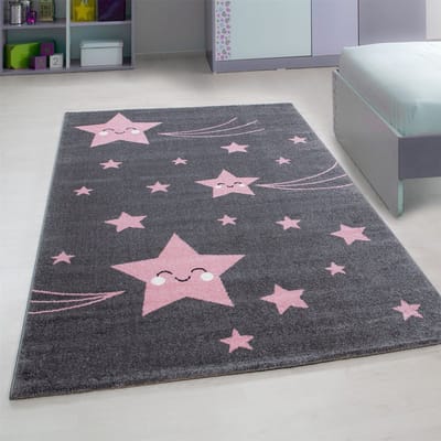 Flycarpets Flycarpets - Kids Kinderkamer Sterren Roze Vloerkleed - 200x290 cm