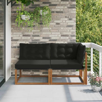 vidaXL - 7 - st - Outdoor - Midden- - en - Hoekbank - Massief - Acacia - Hout - Naturel