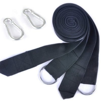 Speciale riemen voor hangmatten - Verstelbare hangmatriemen - Outdoor schommelriemen - Hangstoelriemen - 300x4cm - Met kalebasgesp - Sterk draagvermogen - Licht en gemakkelijk mee te nemen - Geschikt voor tuin, buiten, reizen - Zwart