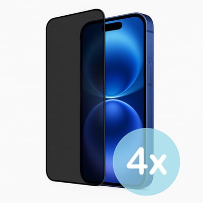 Privacy Screenprotector Geschikt voor iPhone 16 – Anti-Gluren – Krasbestendig Gehard Glas 9H – Volledige Dekking – 4-Pack – FuturiQ