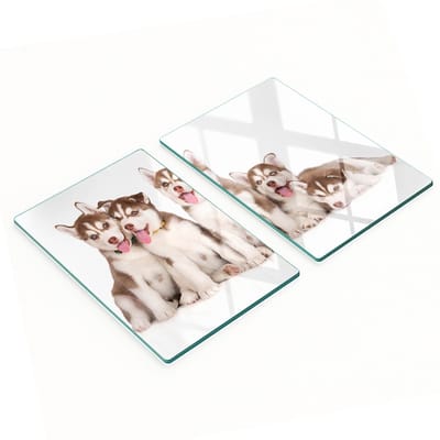 Glazen snijplanken met afbeeldingen van huskypuppy's, 2x40x52 cm