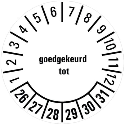 Goedgekeurd tot keuringssticker 26-31 - vel 20 mm - 36 per kaart