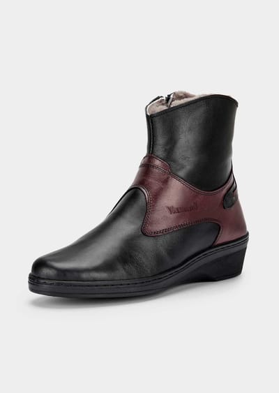 Leren enkellaarsjes met kleurrijke accenten - zwart / bordeaux - Gr. 36 van Goldner Fashion