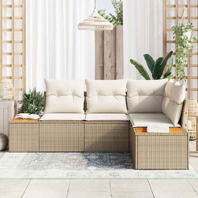 vidaXL - Tuinbank - Set - 4 - st - 4-Aantal - zitplaatsen - Beige - en - Crème