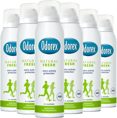 Odorex Natural Fresh Anti-Transpirant Deodorant Spray - 6x 150ml - Voordeelverpakking