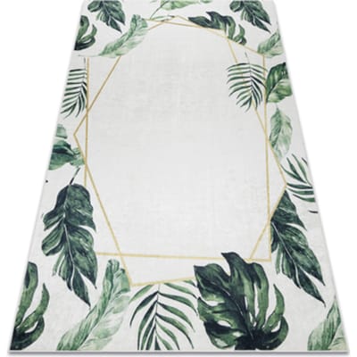 Kleden Rugsx ANDRE 1168 tapijt wasbaar Monstera vertrekt, geome 80x150 cm