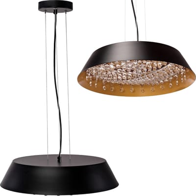 TooLight Hanglamp - Zwart Aluminium - Ø40 cm - Kristallen Elementen - Verstelbare Hoogte
