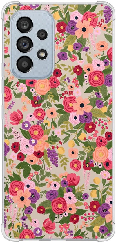 Shockproof hoesje - Geschikt voor Samsung Galaxy A53 - Floral garden - Extra sterke case - TPU/polycarbonaat - Bloemen - Roze, Transparant