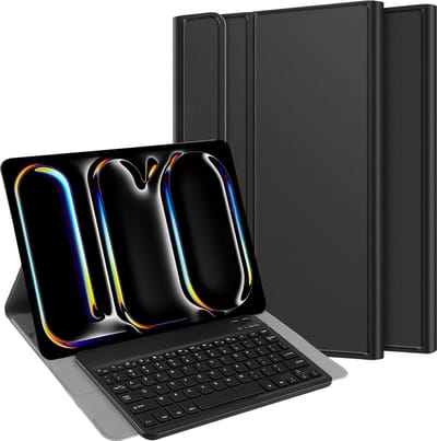 Cazy tablet Hoes met Toetsenbord geschikt voor iPad Pro 13 (2025 / 2024) M5 / M4 - AZERTY Bluetooth Keyboard Case - Zwart