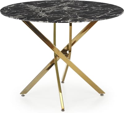 Glazen eettafel Raymond 100 cm breed marmer zwart
