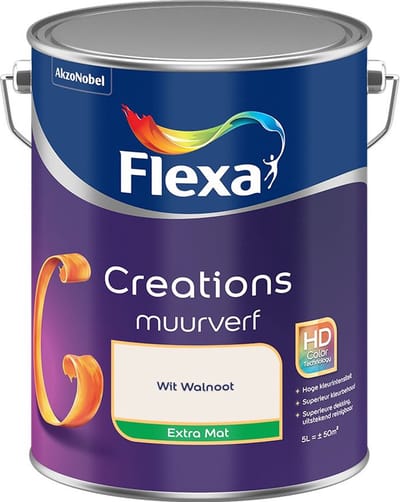 Flexa - Creations Muurverf Extra Mat - Wit Walnoot - Mengverf - 5 L