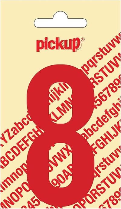Pickup plakcijfer Nobel 90 mm rood 8 - 310220908