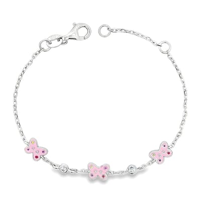Juwelier Zwartevalk zilveren (gerhodineerd) kinderarmband met vlinders - 23.403